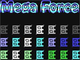 Title screen of Mega Force on the Commodore 64.