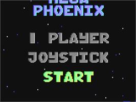 Title screen of Mega Phoenix on the Commodore 64.