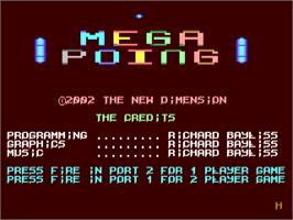 Title screen of Mega Poing on the Commodore 64.