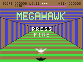 Title screen of Megahawk on the Commodore 64.