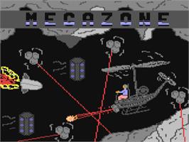 Title screen of Megazone on the Commodore 64.