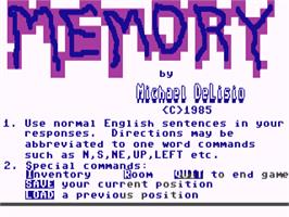 Title screen of Memory (The Guild) on the Commodore 64.