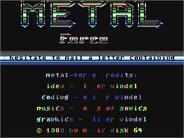 Title screen of Metal Force on the Commodore 64.
