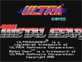 Title screen of Metal Gear on the Commodore 64.
