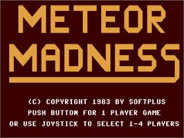 Title screen of Meteor Madness on the Commodore 64.
