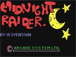 Title screen of Midnight Raider on the Commodore 64.