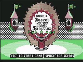 Title screen of Might and Magic - Book One on the Commodore 64.