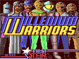 Title screen of Millenium Warriors on the Commodore 64.