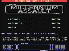 Title screen of Millennium Assault on the Commodore 64.