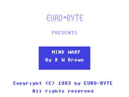 Title screen of Mind Warp on the Commodore 64.