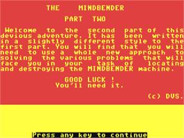 Title screen of Mindbender (Loadstar) on the Commodore 64.