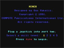 Title screen of Miner (Datatronic) on the Commodore 64.