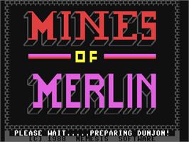 Title screen of Mines Of Merlin on the Commodore 64.