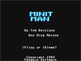 Title screen of Minit Man on the Commodore 64.
