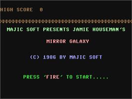 Title screen of Mirror Galaxy on the Commodore 64.