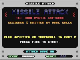 Title screen of Missile Attack on the Commodore 64.