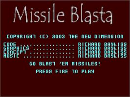 Title screen of Missile Blasta on the Commodore 64.