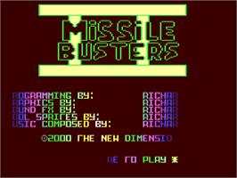 Title screen of Missile Busters 2 on the Commodore 64.