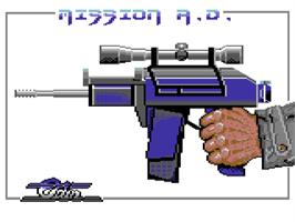Title screen of Mission A.d. on the Commodore 64.