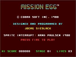 Title screen of Mission Egg on the Commodore 64.
