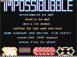 Title screen of Mission Impossibubble on the Commodore 64.