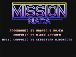 Title screen of Mission Nada on the Commodore 64.