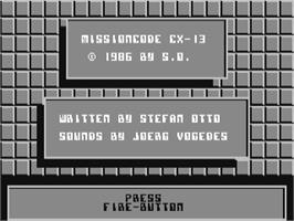 Title screen of Missioncode Cx-13 on the Commodore 64.