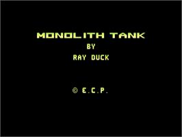 Title screen of Monolith Tank on the Commodore 64.