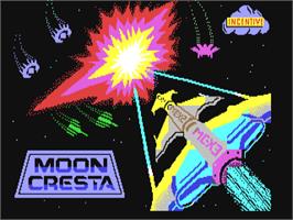 Title screen of Moon Cresta on the Commodore 64.