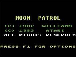 Title screen of Moon Patrol (Avalon Hill) on the Commodore 64.