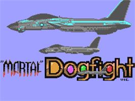 Title screen of Mortal Dogfight on the Commodore 64.