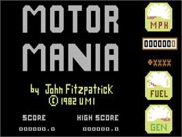 Title screen of Motor Mania on the Commodore 64.