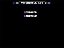 Title screen of Motorcycle 500 on the Commodore 64.