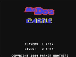 Title screen of Mr. Do! on the Commodore 64.