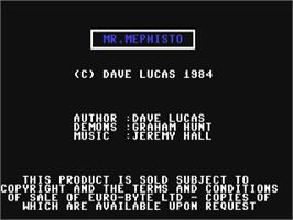 Title screen of Mr. Mephisto on the Commodore 64.