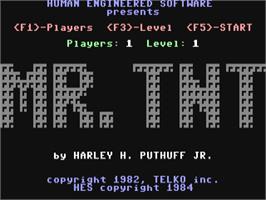 Title screen of Mr. Tnt on the Commodore 64.
