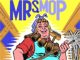 Title screen of Mrs. Mop on the Commodore 64.