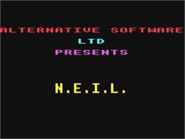 Title screen of NEIL Android on the Commodore 64.