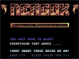 Title screen of Neagox on the Commodore 64.
