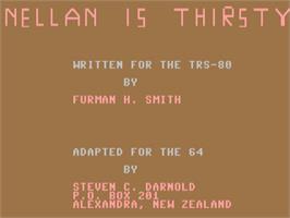 Title screen of Nellan Is Thirsty on the Commodore 64.
