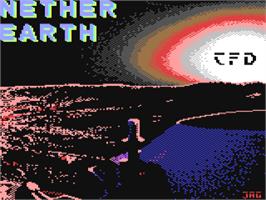 Title screen of Nether Earth on the Commodore 64.