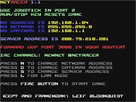 Title screen of Netracer on the Commodore 64.