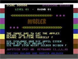 Title screen of Nibbler (Loadstar) on the Commodore 64.