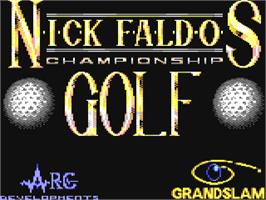 Title screen of Nick Faldo's Championship Golf on the Commodore 64.