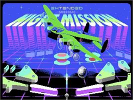 Title screen of Night Mission Pinball Extended (2024) on the Commodore 64.