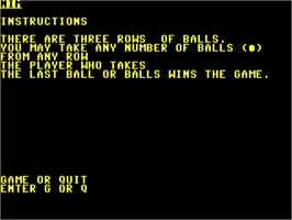 Title screen of Nim on the Commodore 64.