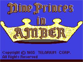 Title screen of Nine Princes in Amber on the Commodore 64.