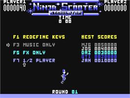 Title screen of Ninja Scooter Simulator on the Commodore 64.
