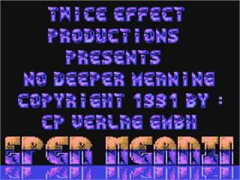 Title screen of No Deeper Meaning on the Commodore 64.