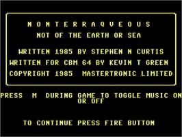Title screen of Nonterraqueous on the Commodore 64.